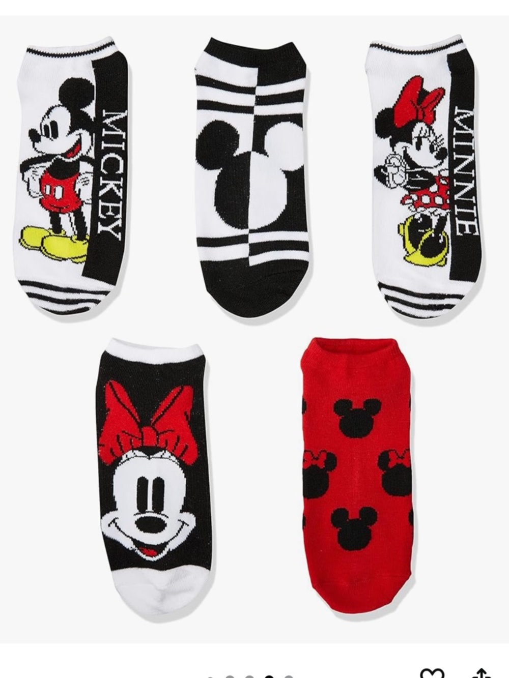 Disney Women's Mickey Mouse 5 Pack No Show Socks - Picture 5 of 6